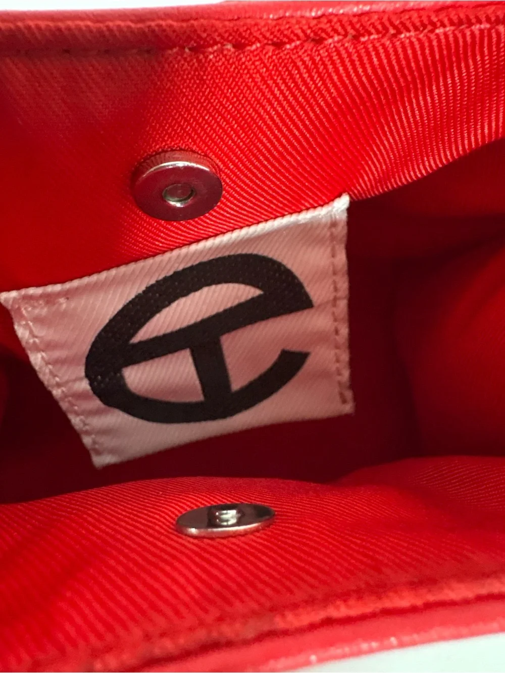 Telfar Red Vegan Leather Small Shopping Bag with Embossed Logo - Picture 8 of 10